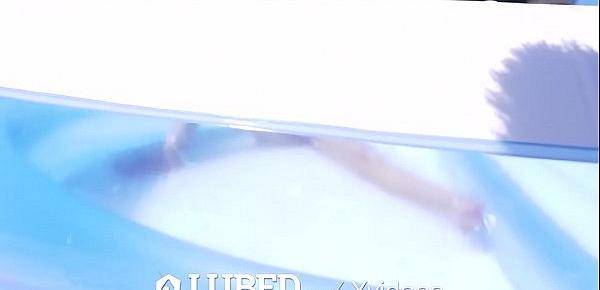  LUBED Slippery spinner FUCKED in blown up pool